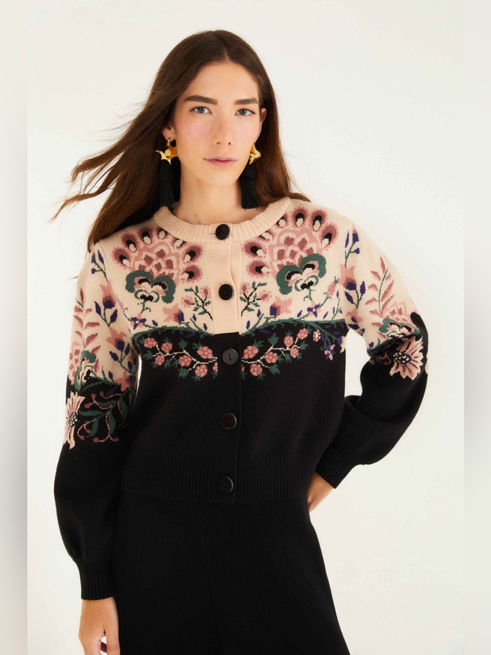NWT FARMRio Belle Garden Mixed Knit Cardigan